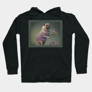 Pug Dog Lavender Dress on Bicycle Hoodie